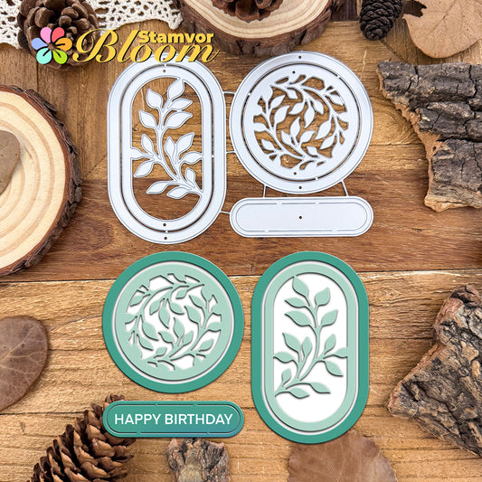 Original Beautiful Leaves Branches Circles Frames Tag Cutting Dies