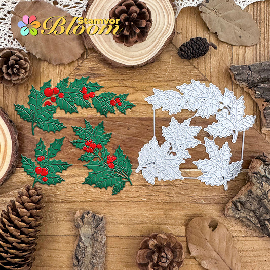 Original Lovely Christmas Leaves Branches Cutting Dies