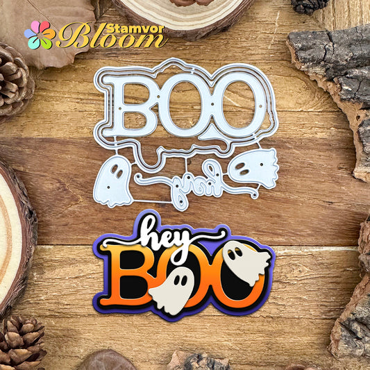 Original Lovely Layers Halloween BOO Ghost Title Words Cutting Dies