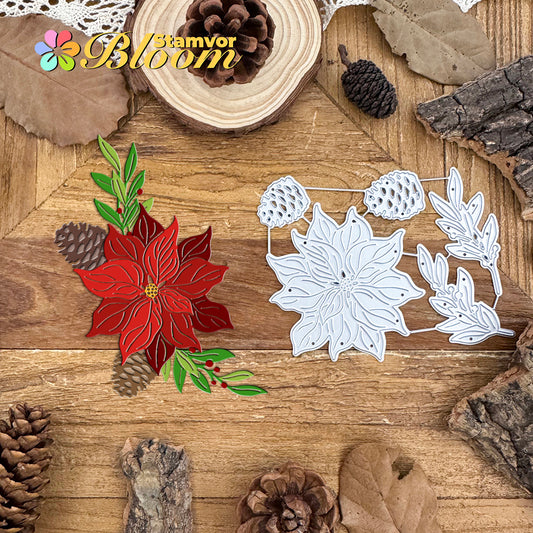 Original Lovely Beautiful Christmas Flowers and Leaves Branches Pines Cutting Dies