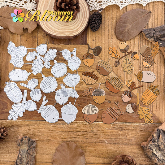 Original Lovely Fall Nuts and Leaves Cutting Dies