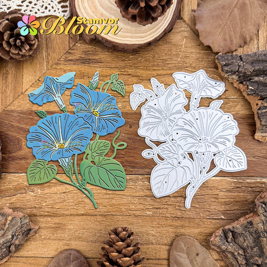 Original Beautiful Flowers Morining Glory and Leaves Cutting Dies