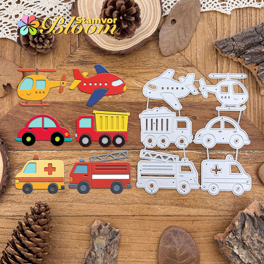 Original Lovely Transportations Airplane Helicopter Cars Fire Trucks Ambulance Cutting Dies