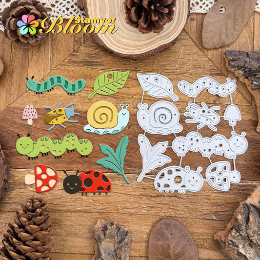 Original Lovely Inscets Grass Animals Ladybug Snail Mushrooms Leaves Cutting Dies