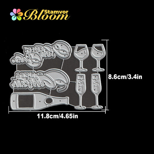 Original Celebratory Champagne Goblets Cheers Christmas Titles Cutting Dies