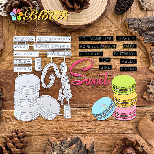Original Lovely SWEET Macarons Practical Sentences Cutting Dies