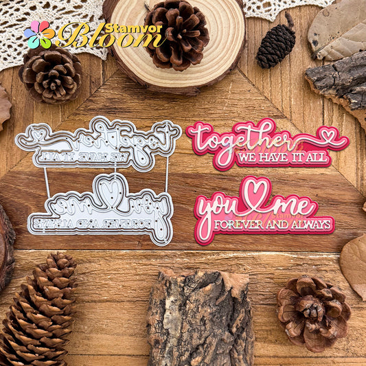 Original Lovely Valentines Day Layers Titles Words Cutting Dies
