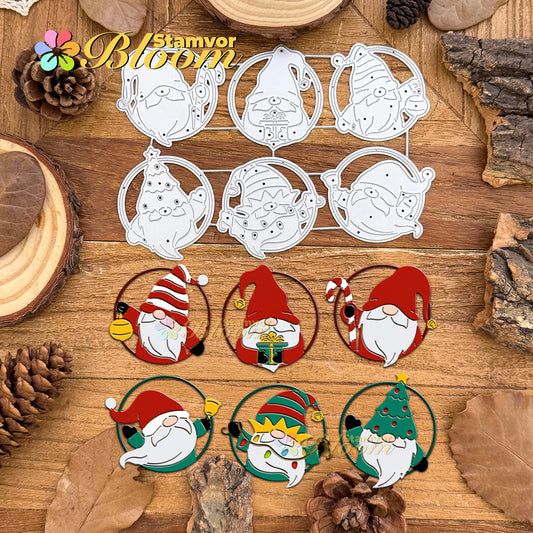 Original Lovely Christmas Gnomes Circles Cutting Dies