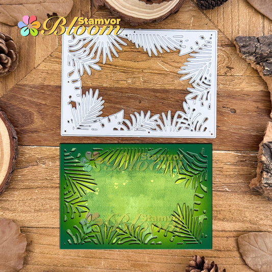 Original Lovely Plants Tropical Leaves Square Frame Cutting Dies