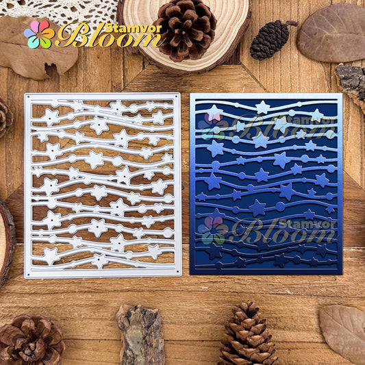 Original Lovely Stars and Dots Lines Night Square Frame Background Cutting Dies