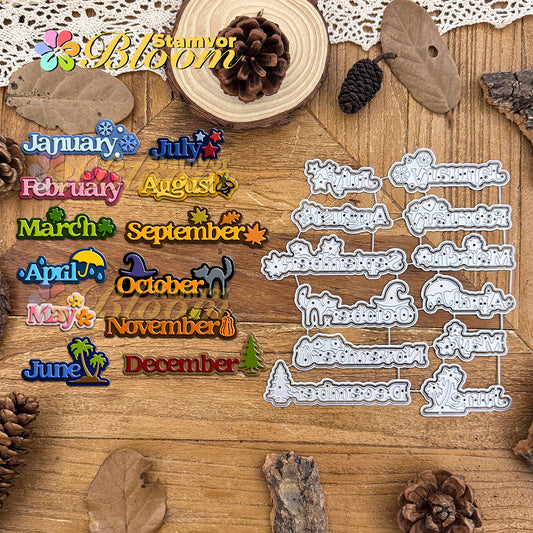 Original Lovely Layers Month Date Titles Cutting Dies