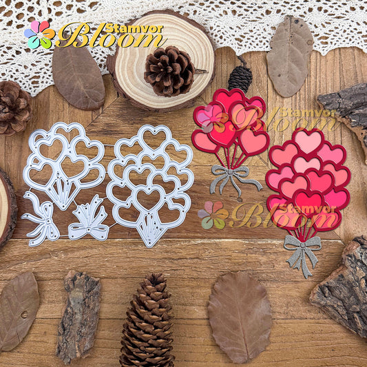 Original Lovely Valentines Day Loves and Bows Balloons Bundles Cutting Dies