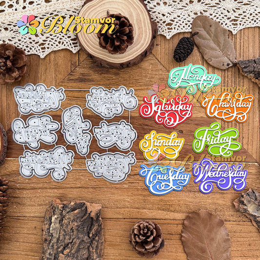 Original Beautiful Layers Calendar Week Titles Words Cutting Dies