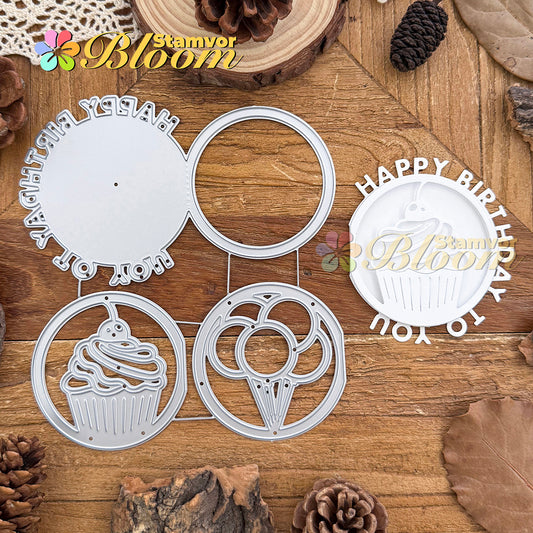 Original Lovely Layers Birthday Greeting Fold Cake and Balloons Cards Cutting Dies