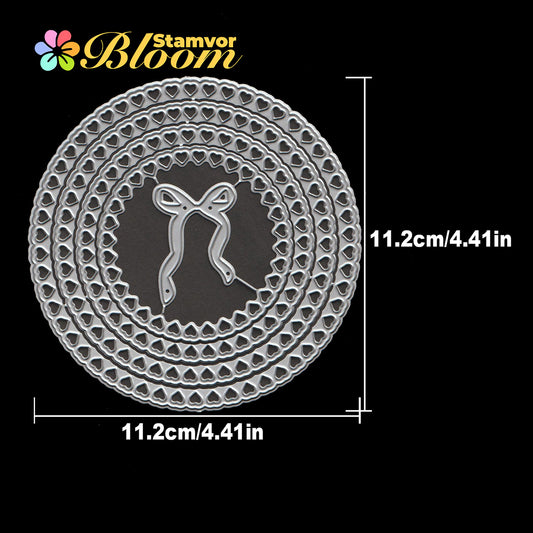 Original Lovely Practical Love Lace Circles Frames with Bow Cutting Dies