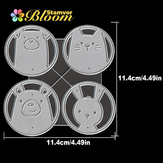 Original Lovely Animals Dog Cat Bear Bunny Circles Frames Cutting Dies