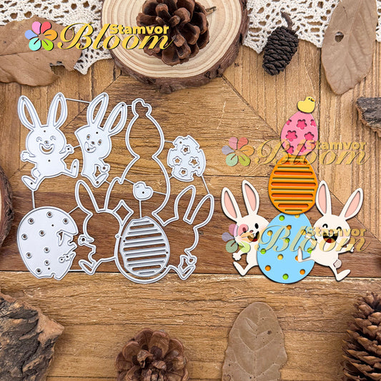 Original Lovely Layers Easter Bunnies Hold Eggs Cutting Dies