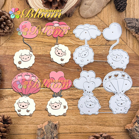 Original Lovely Valentine's Day Love Balloons Sheeps Cutting Dies