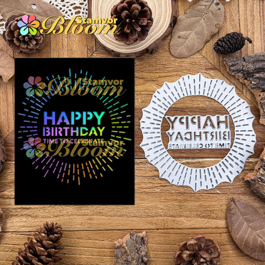Original Lovely Firework Flower Birthday Title Cutting Dies