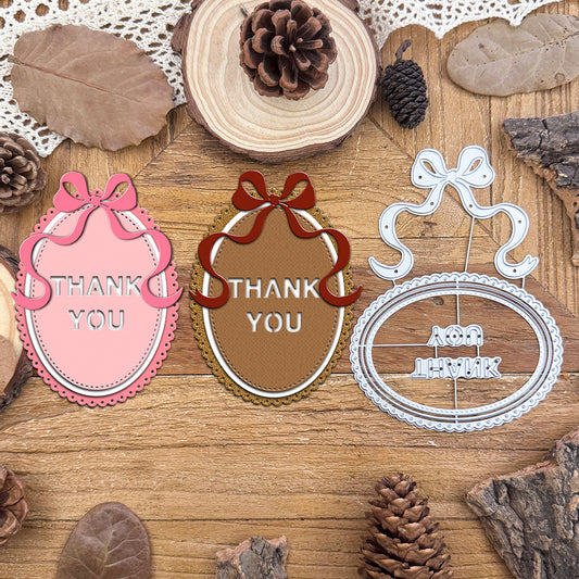 Lace Layers Ovals Bow THANK YOU Tags Dies