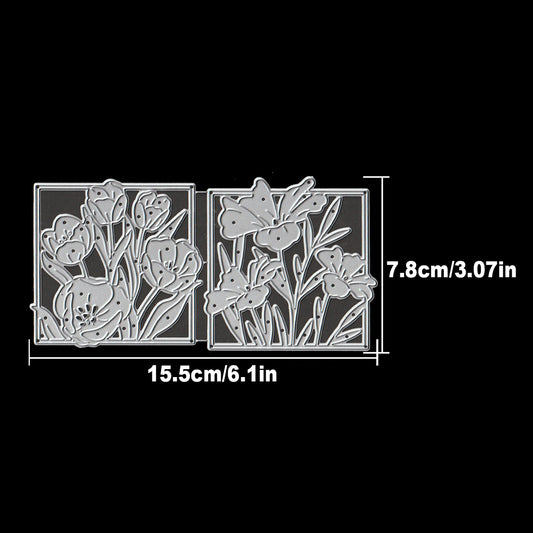 Lovely Poppy Lily Flowers Squares Frames Dies