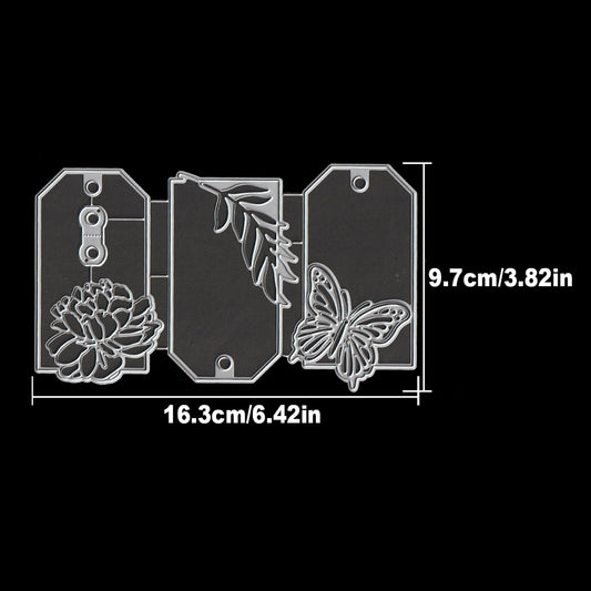 Lovely Peony Leaves Butterfly Hollow Tags Dies