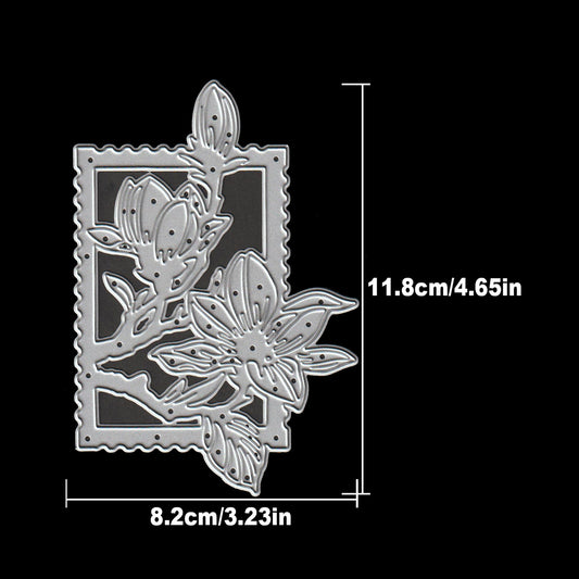 Lovely Magnolia Flowers Branch Stamp Frame Dies