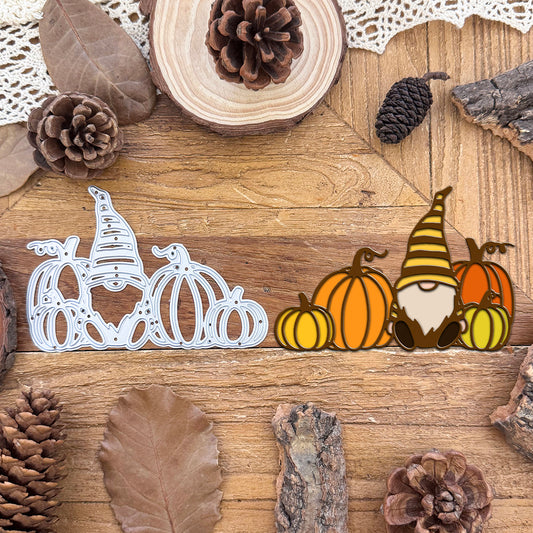 Lovely Fall Gnome with Pumpkins Dies