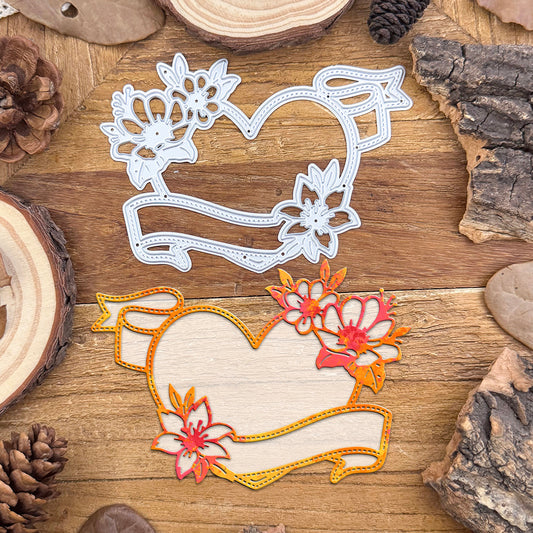 Beautiful Flowers Lace Banner Love Frame Dies