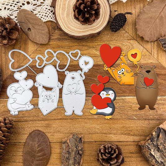 Lovely Animals Bear Penguin Cat with Hearts Dies