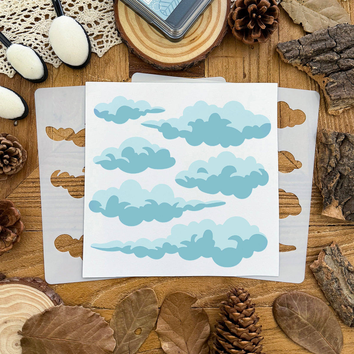 2pcs/6x6in Lovely Layers Sky Clouds Nature-Stencils