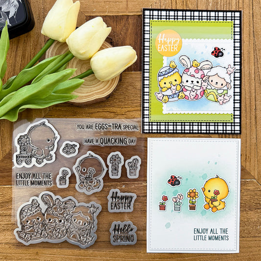 Lovely Easter Duck Sheep Bunny Clear Stamps and Metal Cutting Dies