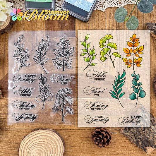 Original Lovely Beautiful Leaves Branches Eucalyptus Ginkgo Stamps and Dies