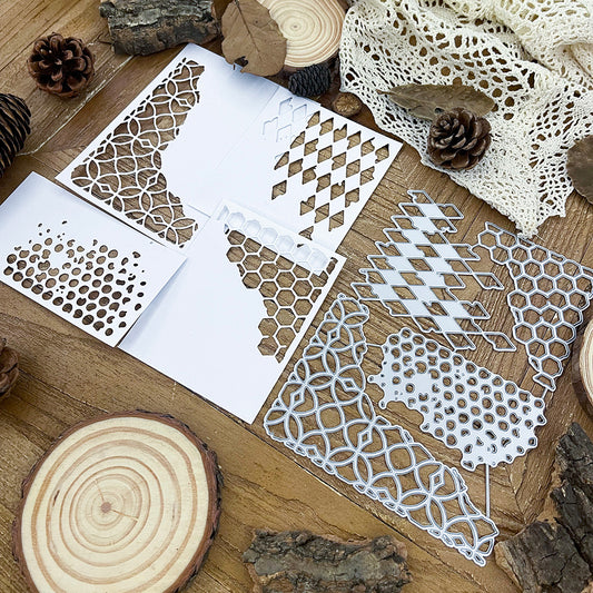 4Pcs/Set Retro Broken Texture Patterns Background Cutting Dies