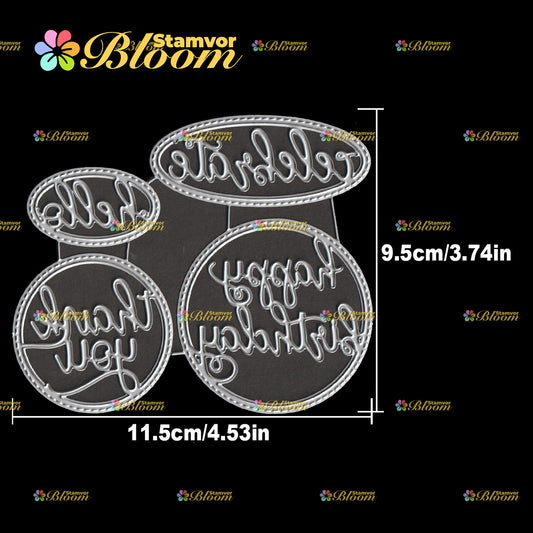 Original Lovely Birthday Hello Titles Half-cut Circles Frames Cutting Dies