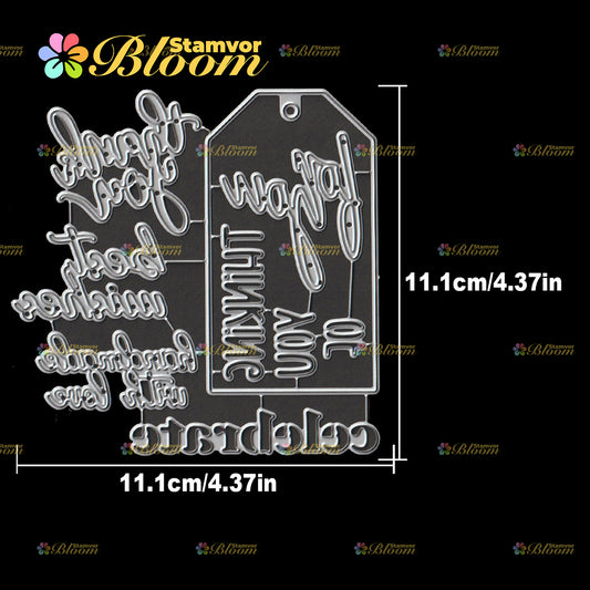Original Practical THANK YOU Birthday Words Titles Tags Cutting Dies