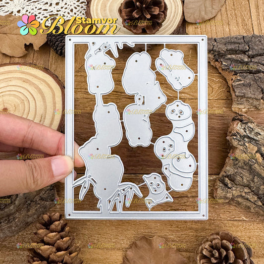 Original Lovely Layers Pandas Bamboo Square Frame Cutting Dies