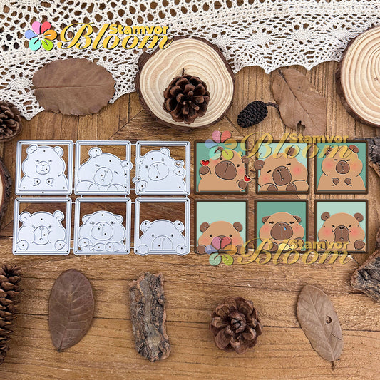 Original Lovely Capybaras Square Frames Cutting Dies