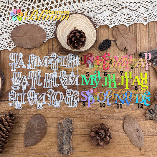 Original Lovely Month Words Titles Cutting Dies