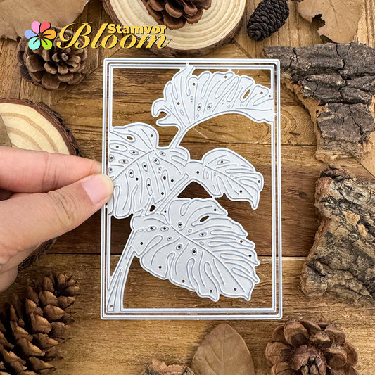 Original Lovely Tropical Monstera Leaves Square Frame Cutting Dies