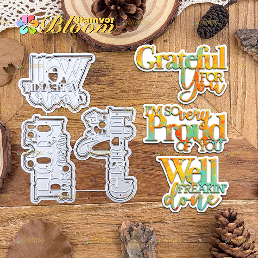 Original Lovely Layers Positive Greteful Titles Cutting Dies