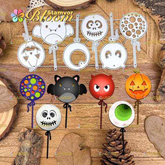 Original Lovely Halloween Devil Bat Pumpkin Balloons Cutting Dies