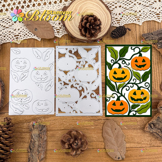 Original Lovely Layers Fall Halloween Pumpkin and Leaves Square Cutting Dies