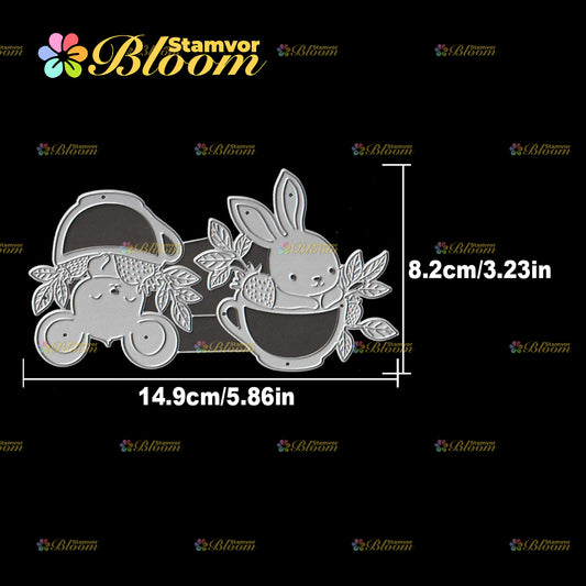 Original Lovely Animals Mouse Bunny Strawberry Cups Shaker Cards Cutting Dies