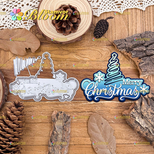 Original Lovely Layers Christmas Tree Title MERRY CHRISTMAS Cutting Dies