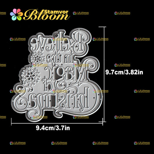 Original Lovely Winter Christmas Snowflake Layers Title BELIEVE IN THE MAGIC OF CHRISTMAS Cutting Dies