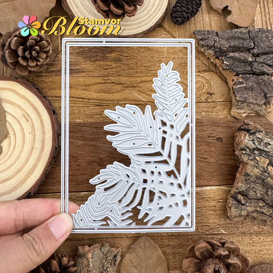 Original Lovely Leaves Branches Summer Square Frame Cutting Dies
